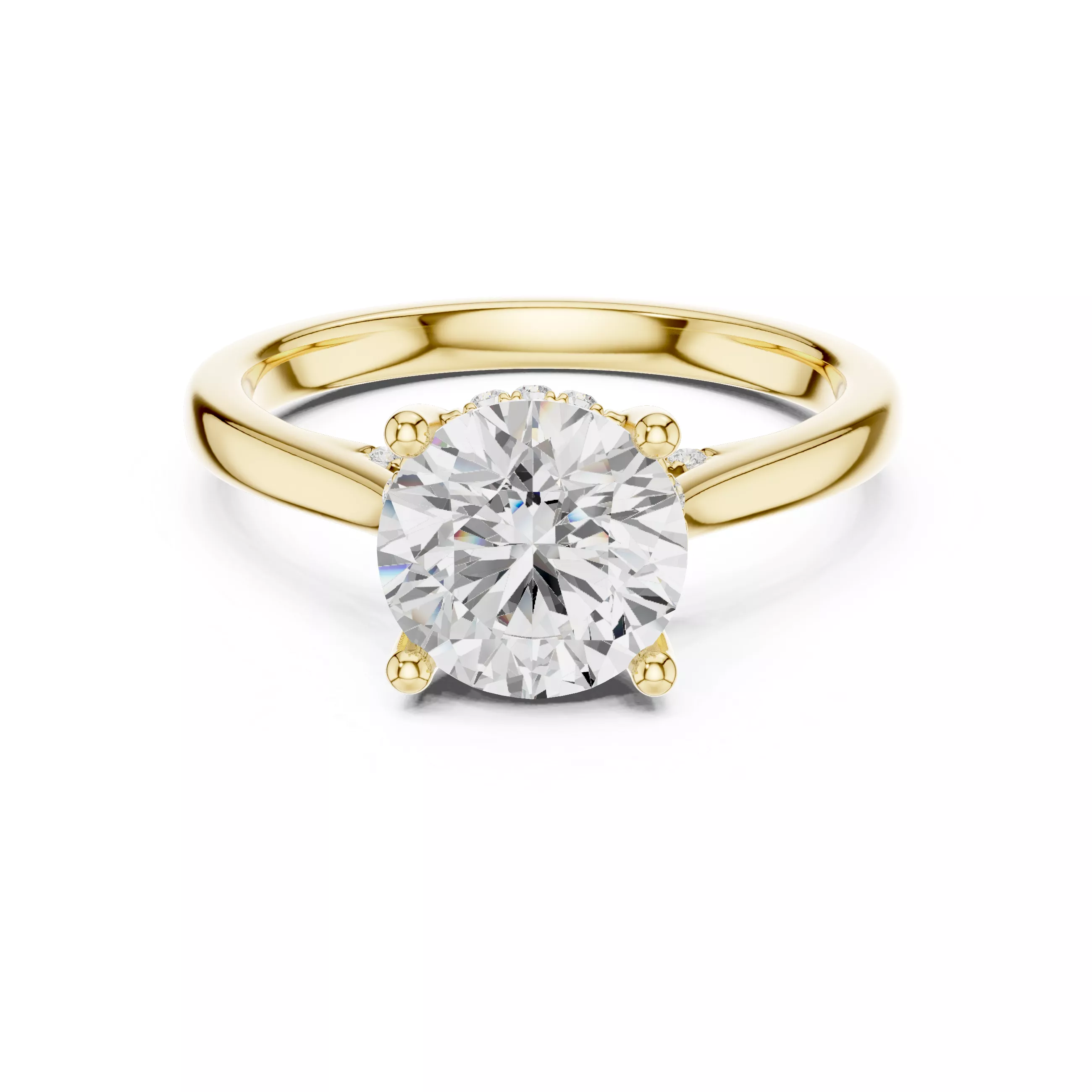 Round Cut Solitaire Ring with Pave Hidden Halo 3D print model