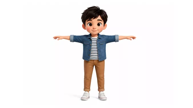 Stylized Cartoon Boy Character Rigged Animated