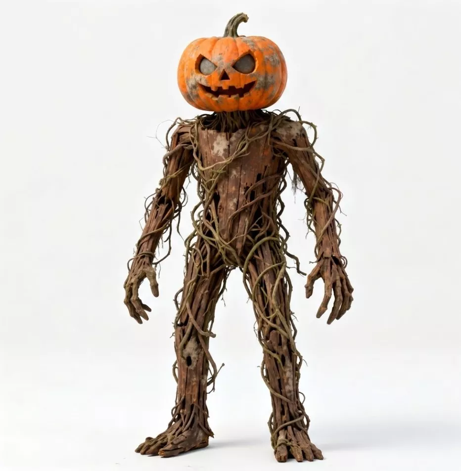 Spooky Halloween Pumpkin Head Wood Golem Creature 3D Model Low-poly 3D model