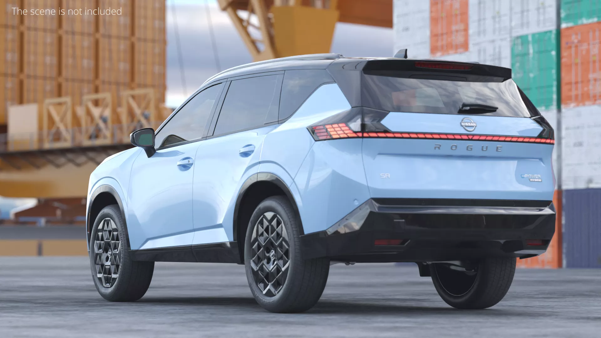Nissan Rogue Crossover Hybrid 2027 Blue Rigged for Cinema 4D 3D model