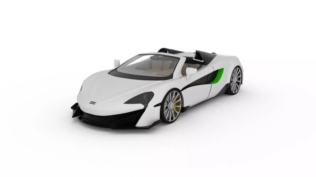 Futuristic Convertible Supercar High Detail 3D Model Low-poly 3D model
