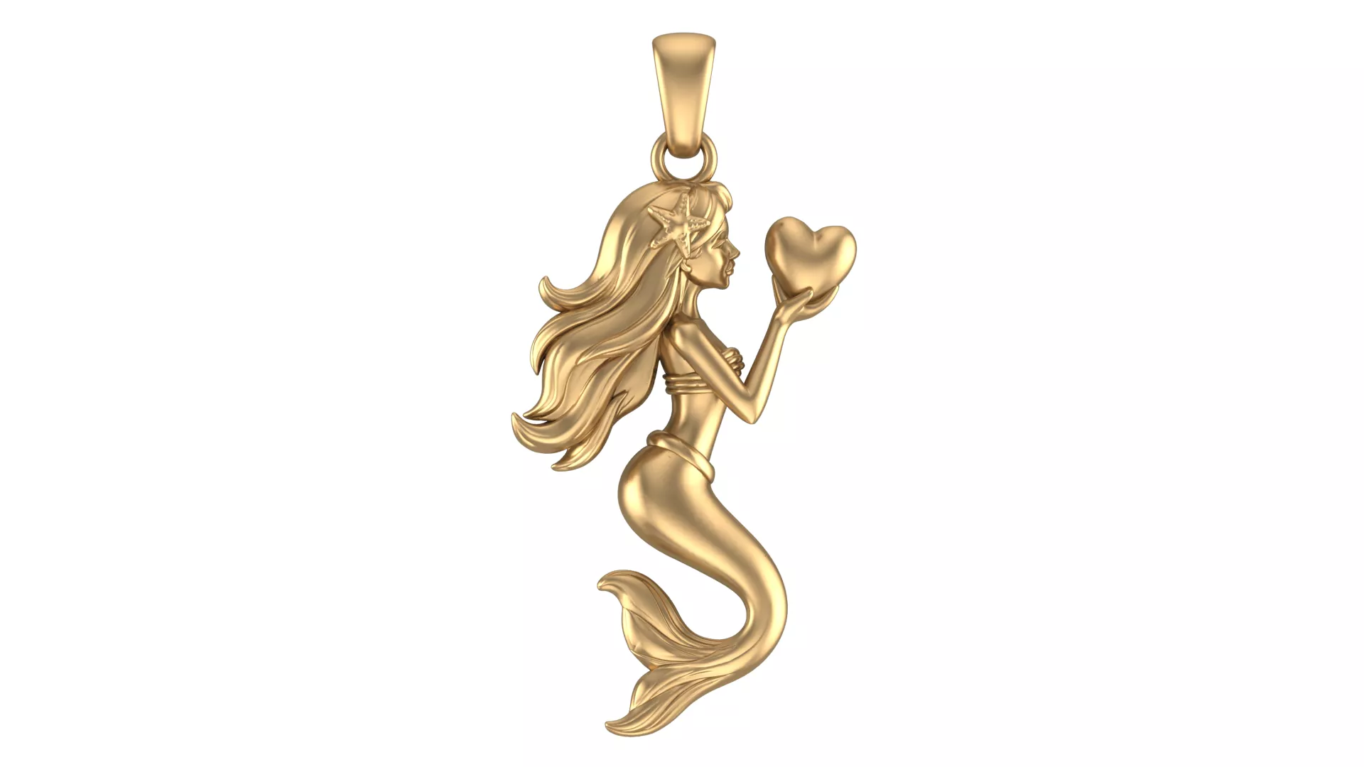 Shiny Gold Mermaid Necklace 3D print model