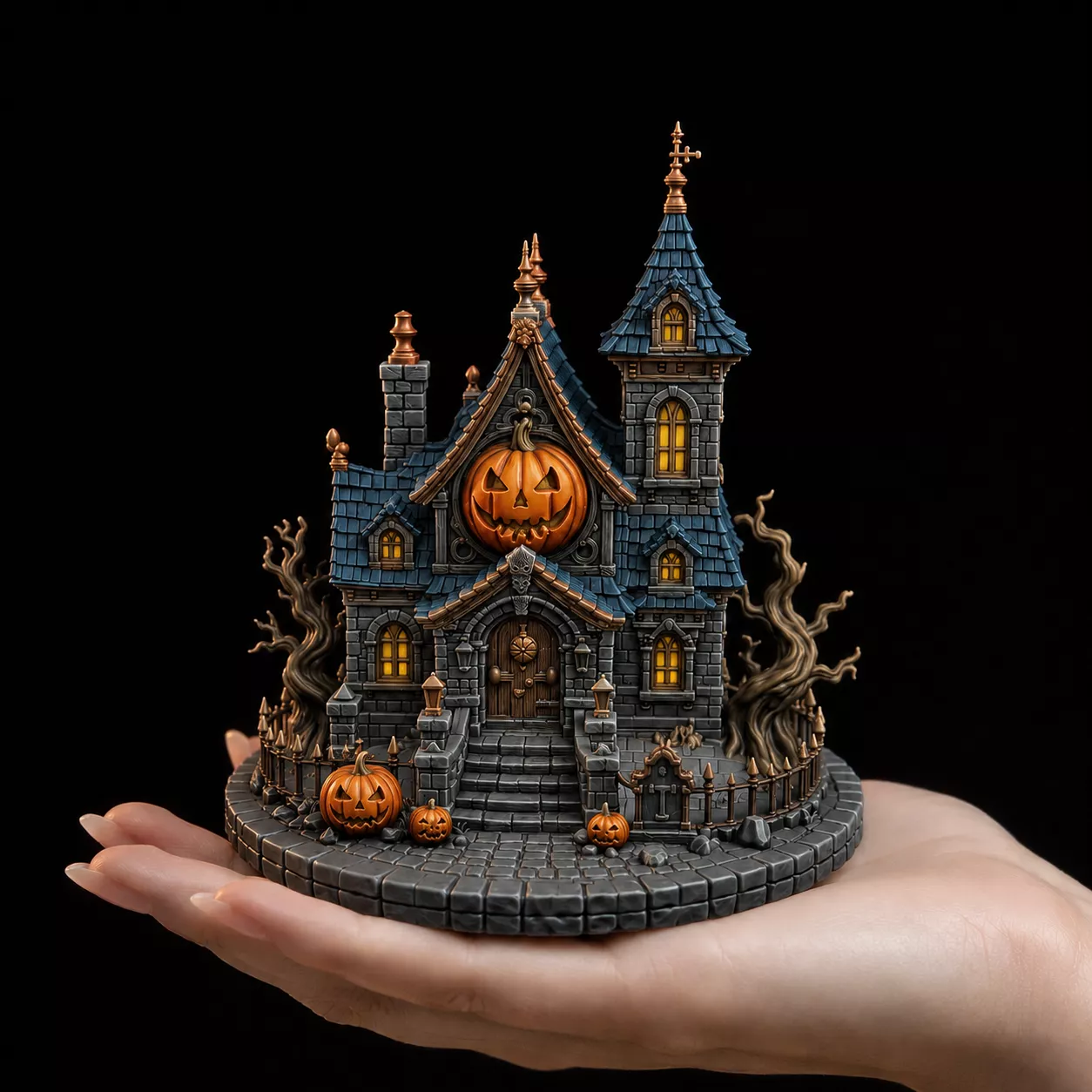 Spooky Pumpkin Manor Haunted House Halloween Diorama Scalable 28 3D print model