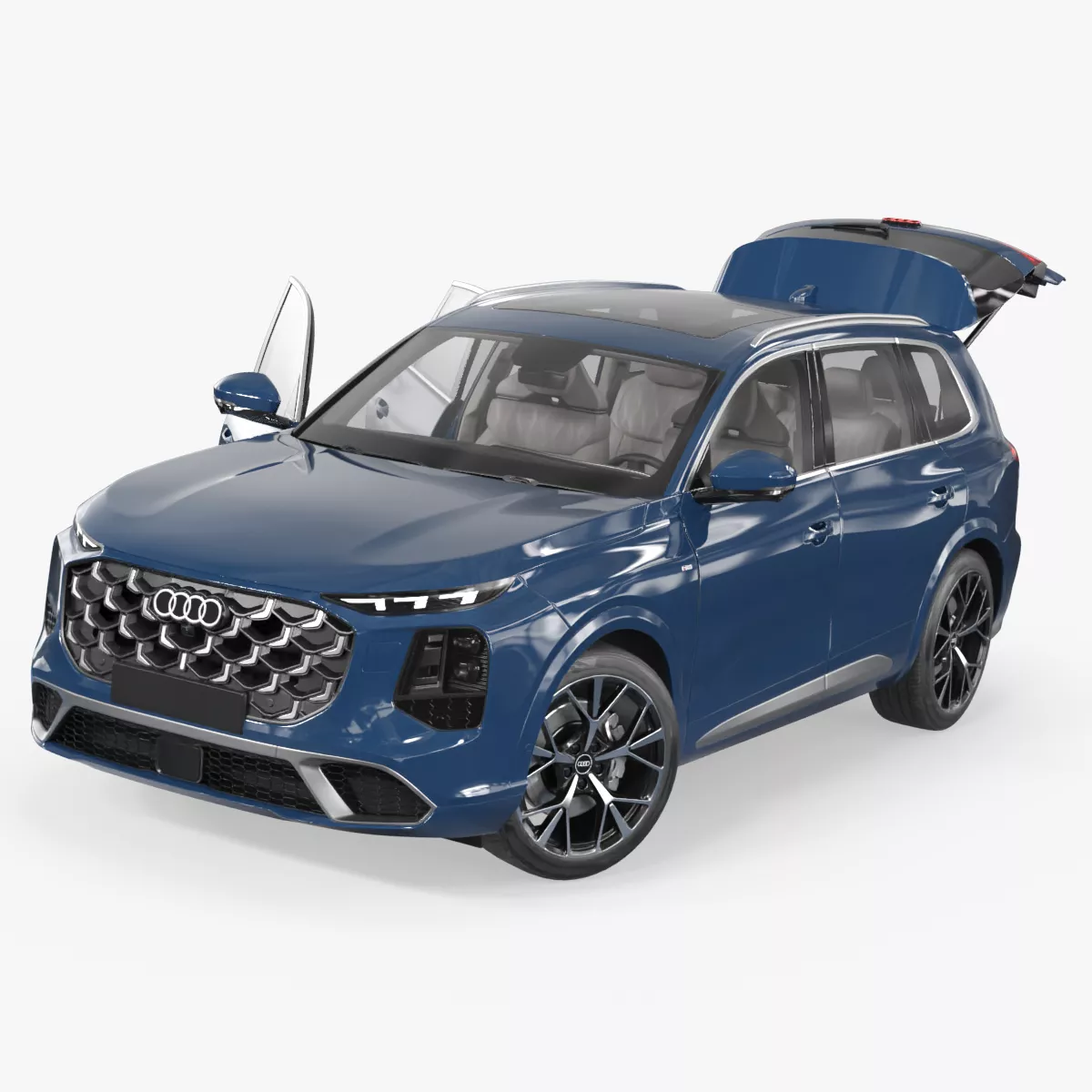2027 Audi Q7 Luxury SUV Blue Rigged 3D model