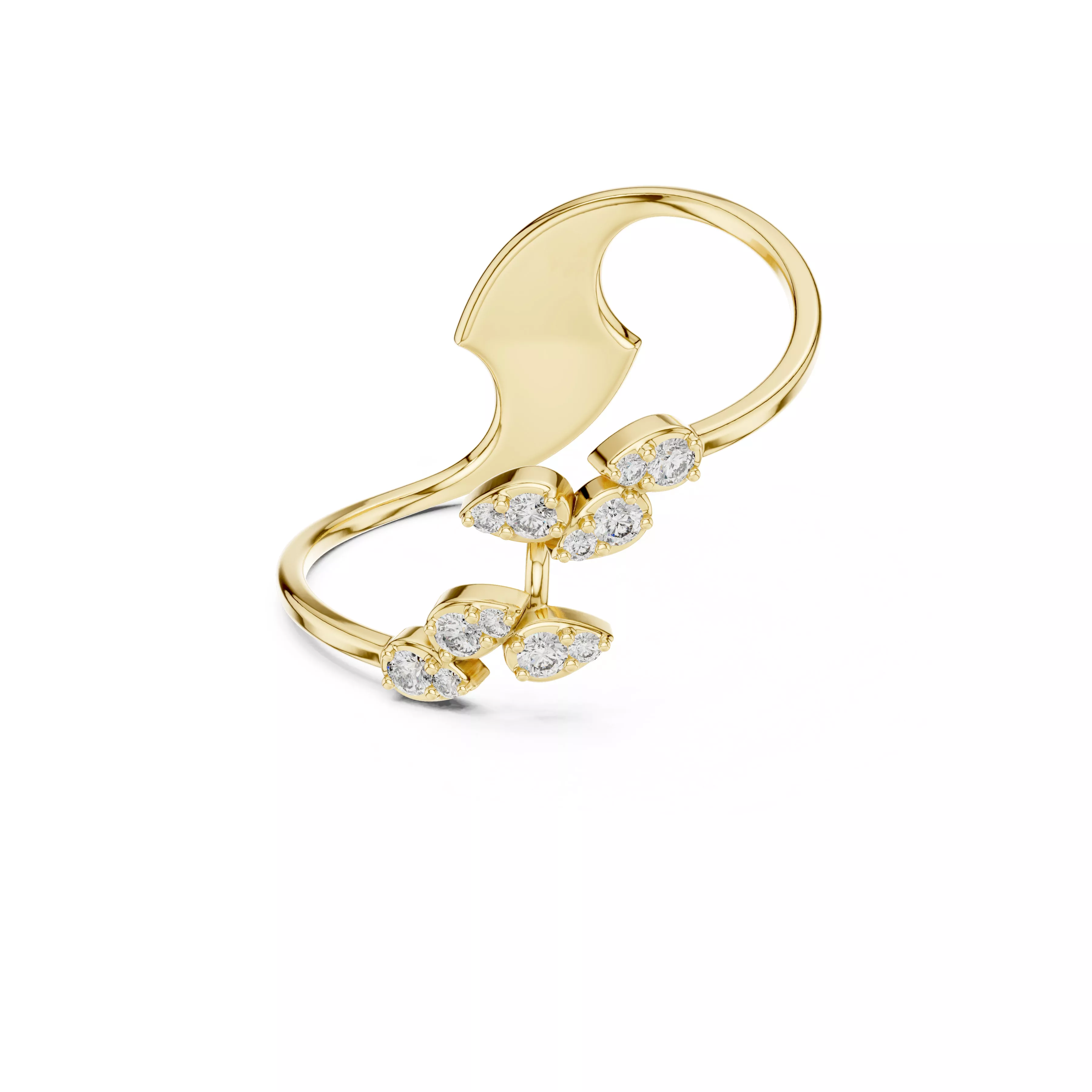Modern Diamond Ring Gold Jewelry CAD 1 258 3D print model