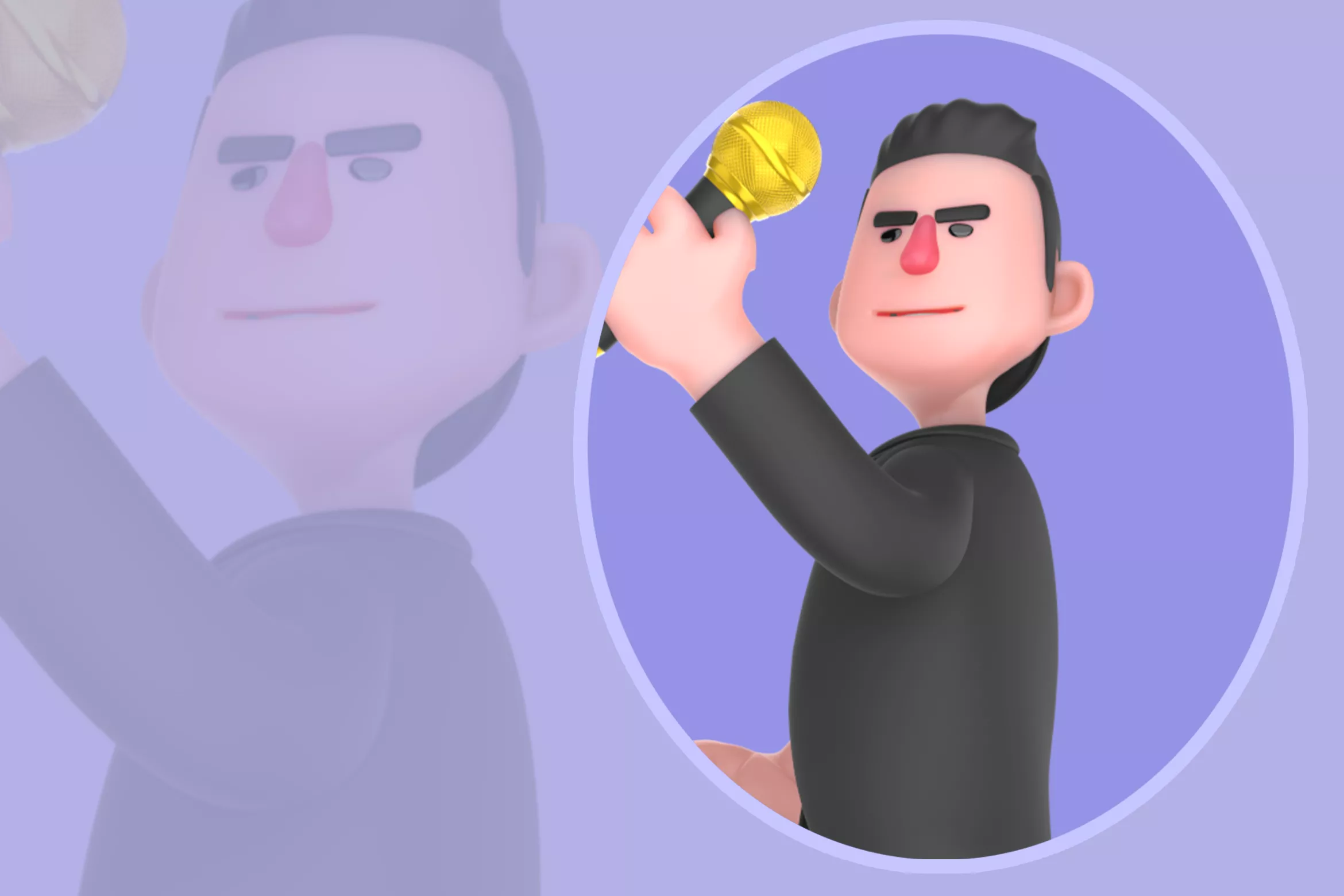 Stylized 3D Musician Character - Cartoon Speaking at Podium 3D model