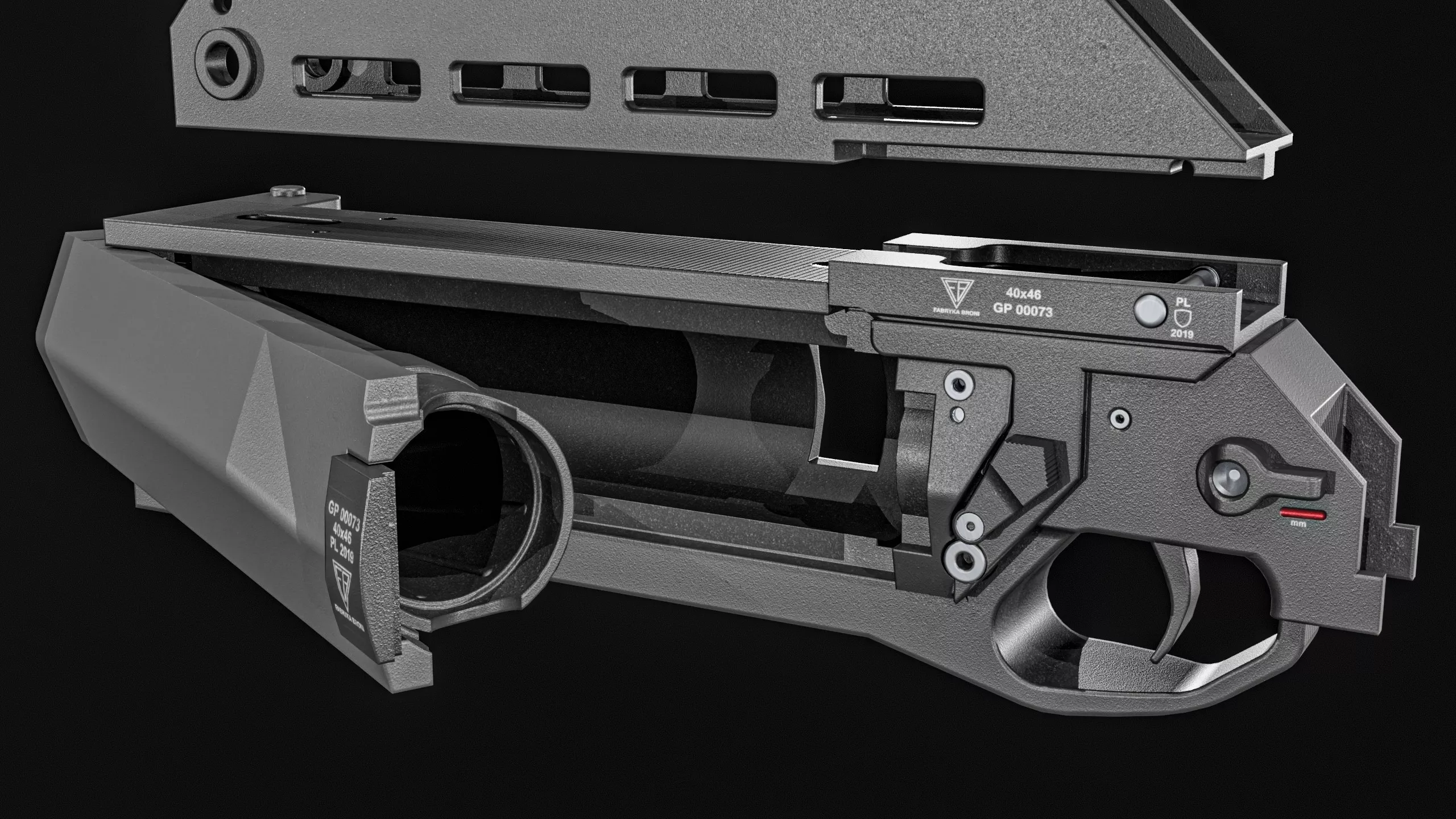 FB MSBS Grot 40mm GL Grenade Launcher Low-poly 3D model