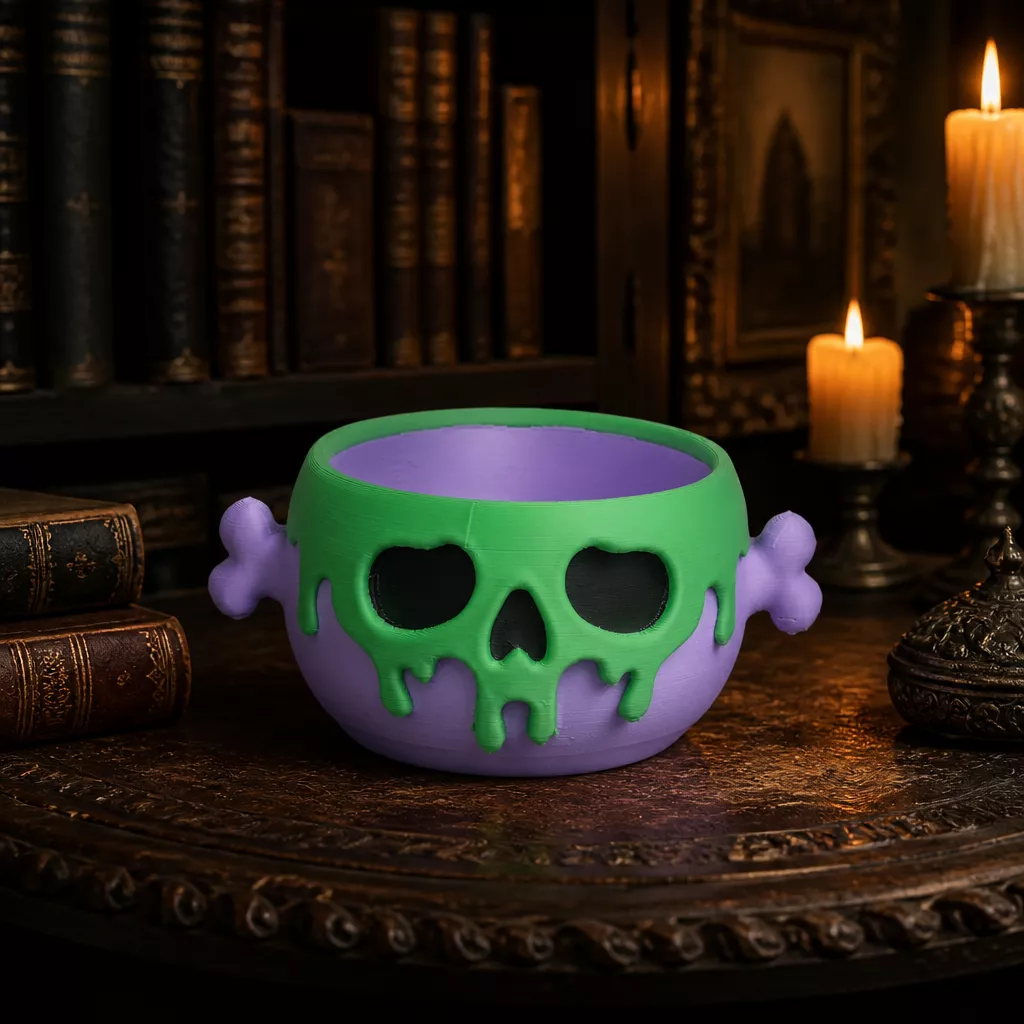 Poison Skull Candy Bowl - Halloween Storage Pot 3D print model
