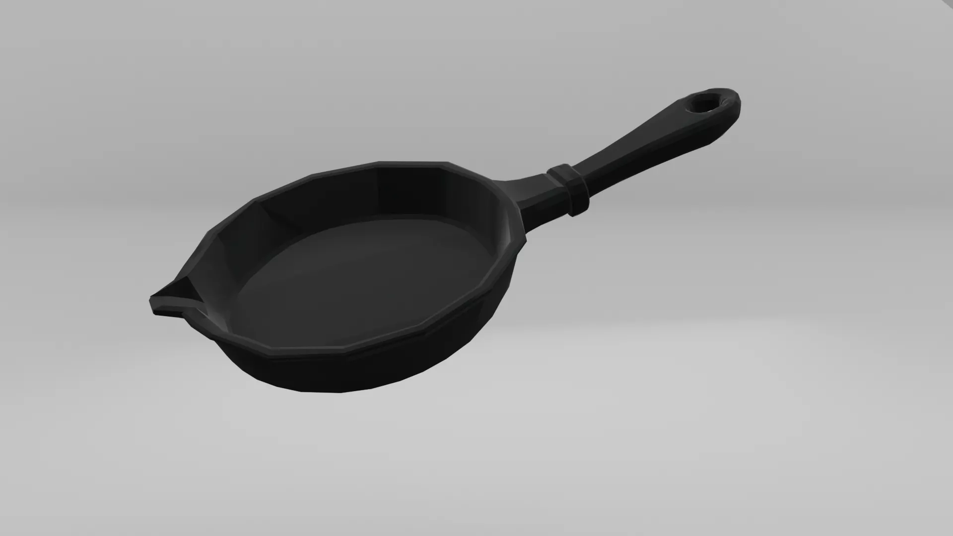Cast Iron Skillet Realistic Kitchen Prop Low-poly 3D model