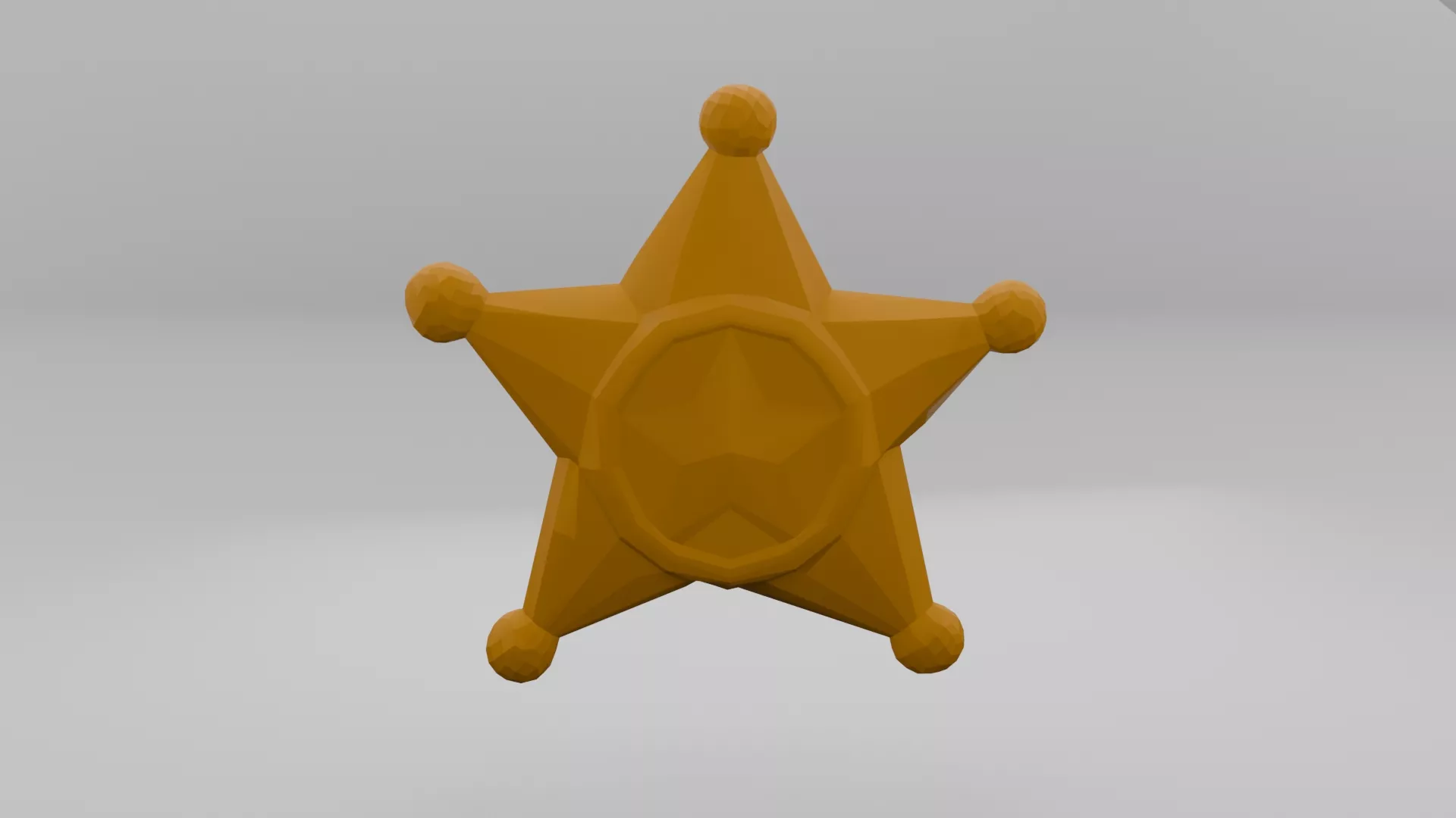 Deputy Star Badge Stylized Game Ready Asset Low-poly 3D model
