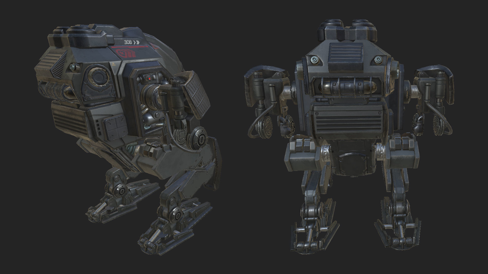 Heavy Mech Low-poly 3D model_2
