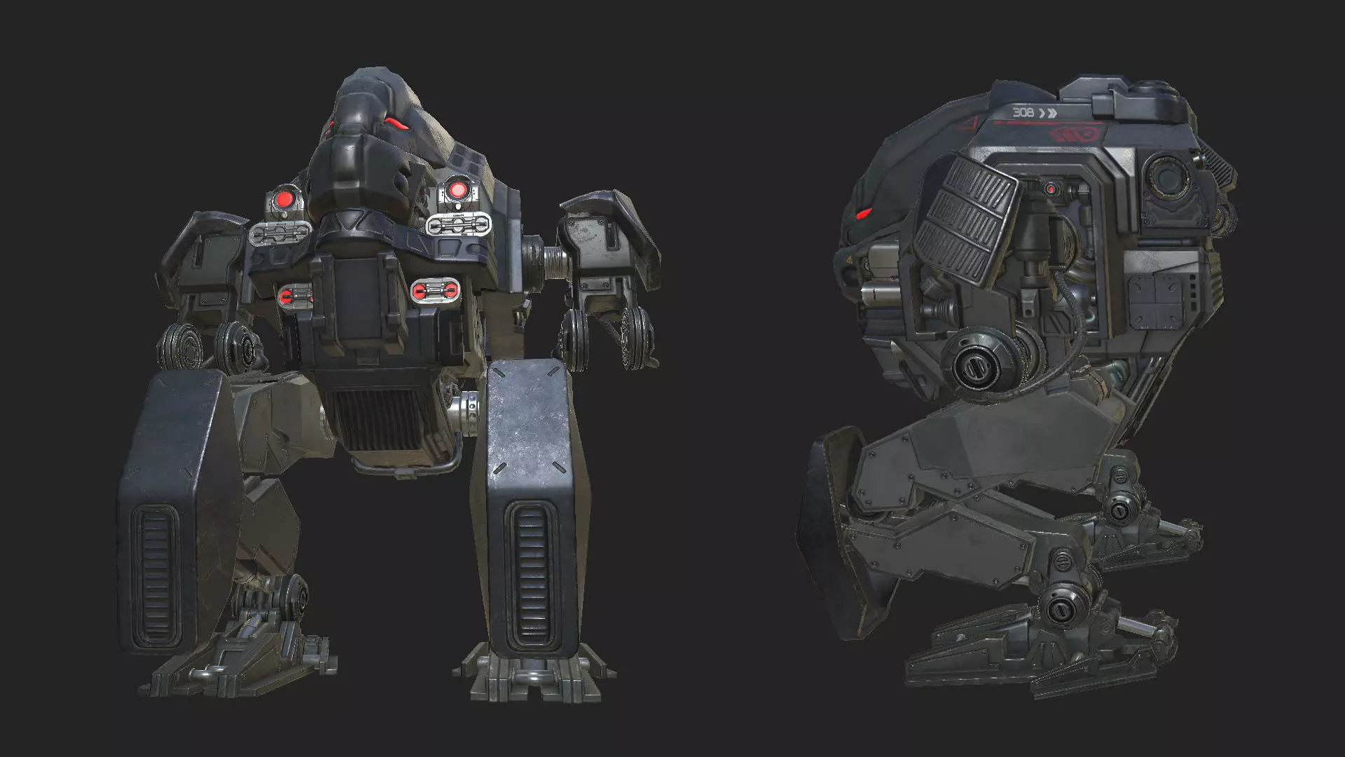 Heavy Mech Low-poly 3D model_0