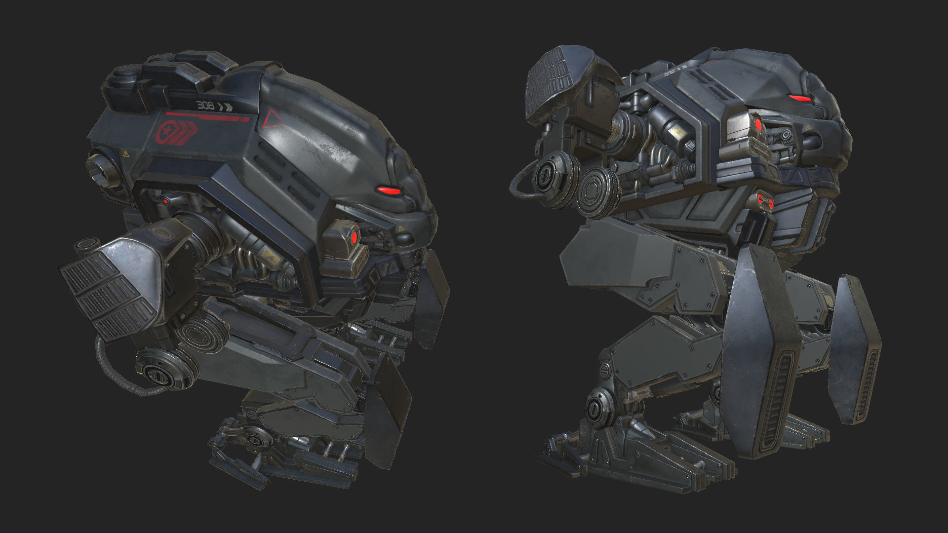 Heavy Mech Low-poly 3D model_3