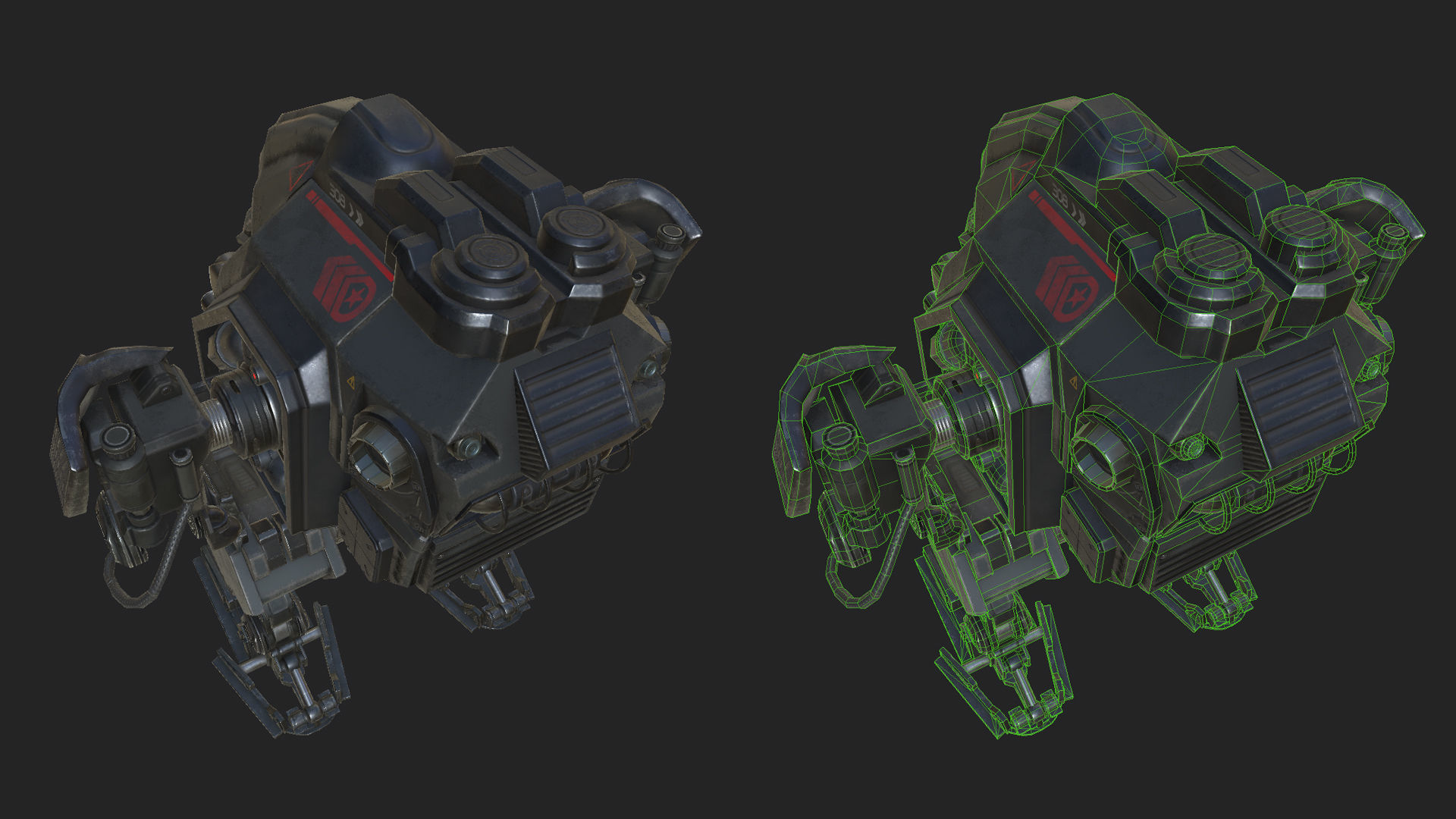 Heavy Mech Low-poly 3D model_4