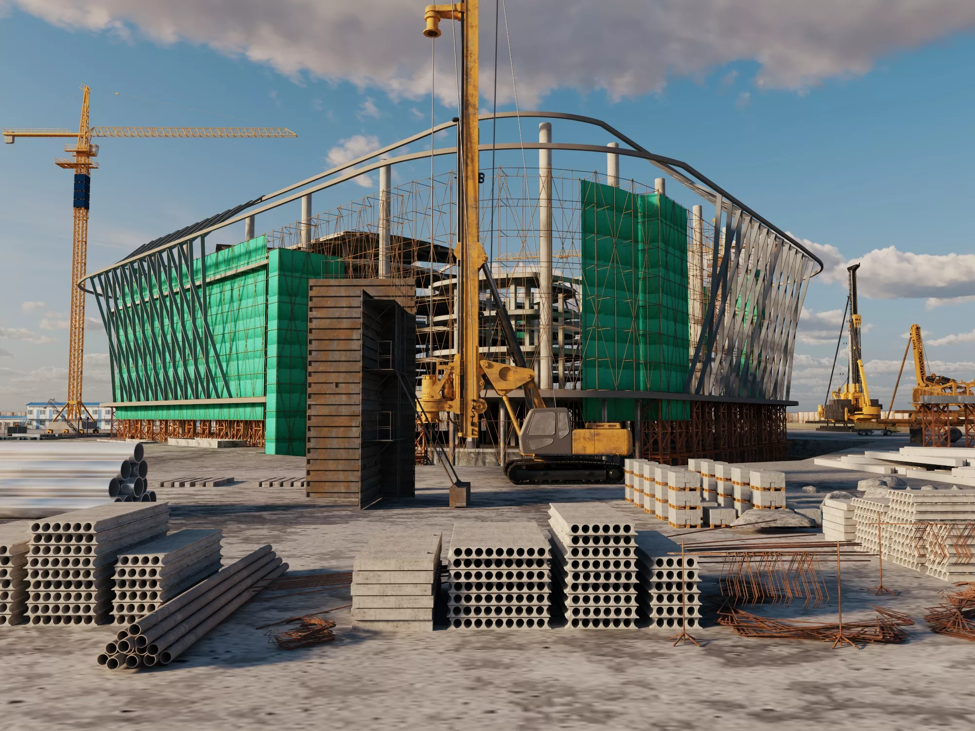 Stadium Construction Site Scene 3D model
