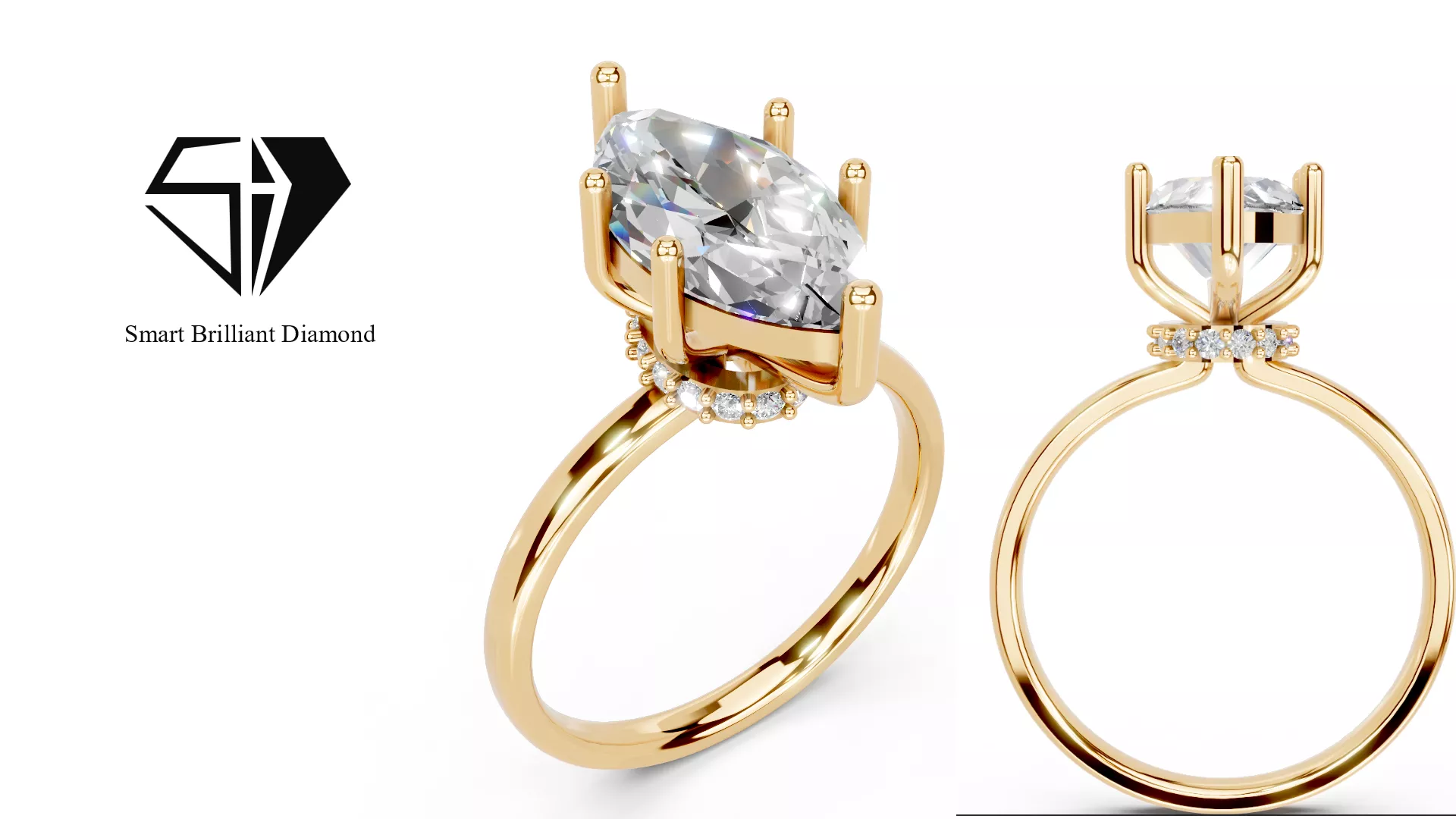 Marquise Diamond Solitaire Engagement Ring Bridal Jewelry sr0153 3D print model