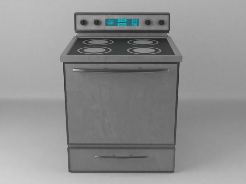 Modern PBR Stove with Wear 3D model_3