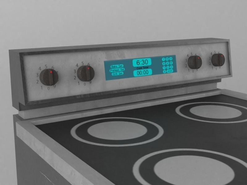 Modern PBR Stove with Wear 3D model_2