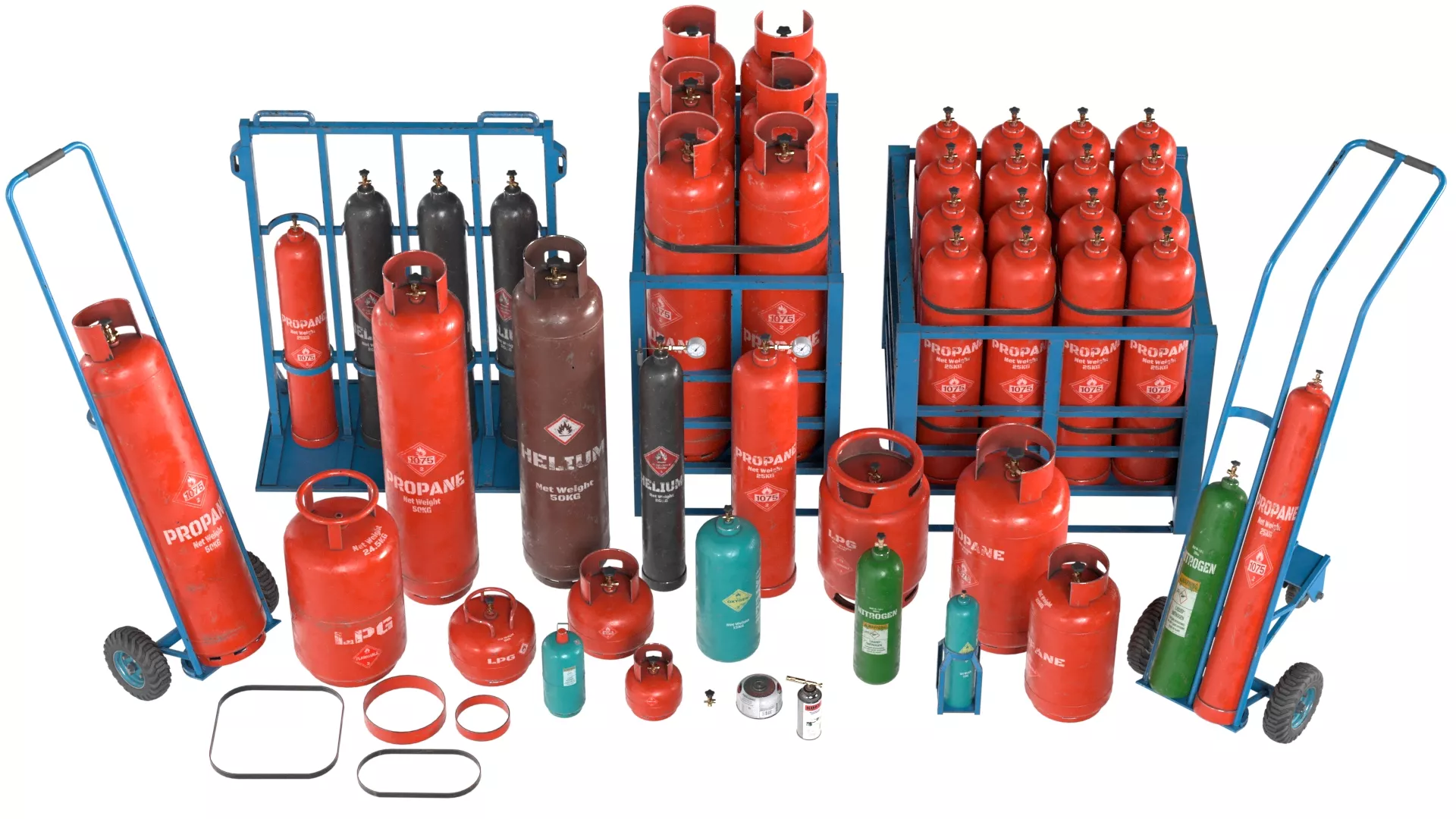 Gas Cylinder Collection Low-poly 3D model