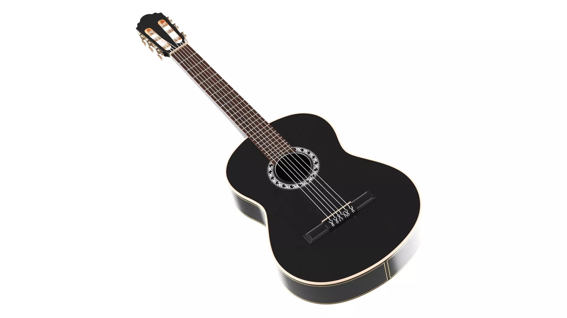 Black Acoustic Guitar 3D model