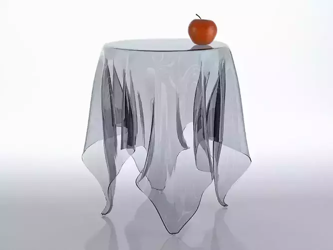 Illusion transparent table with apple on top 3D model