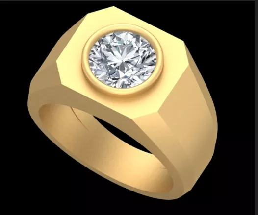 Geometric Diamond Bezel Signet Ring Free 3D print model