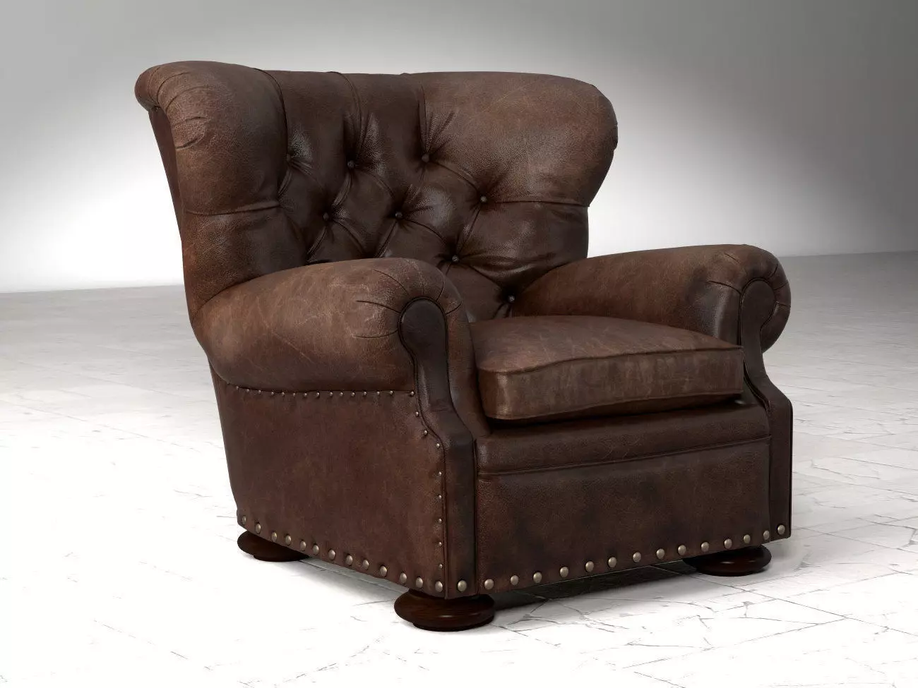 Churchill Leather Chair with Nailheads 3D model_2