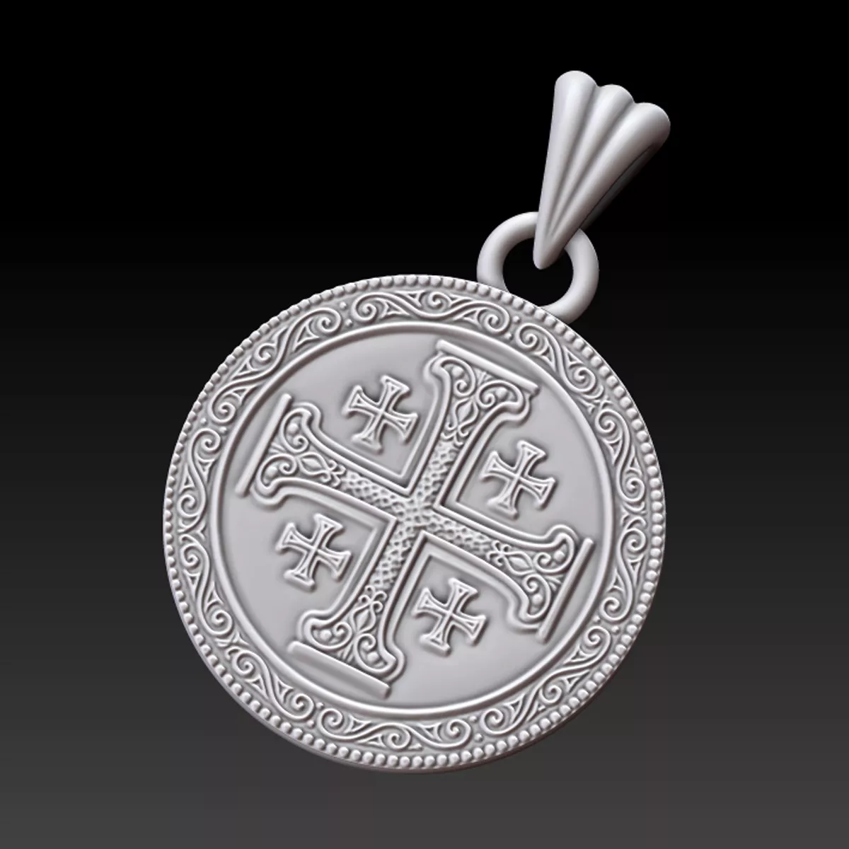 Pendant Jerusalem Cross v1 3D print model