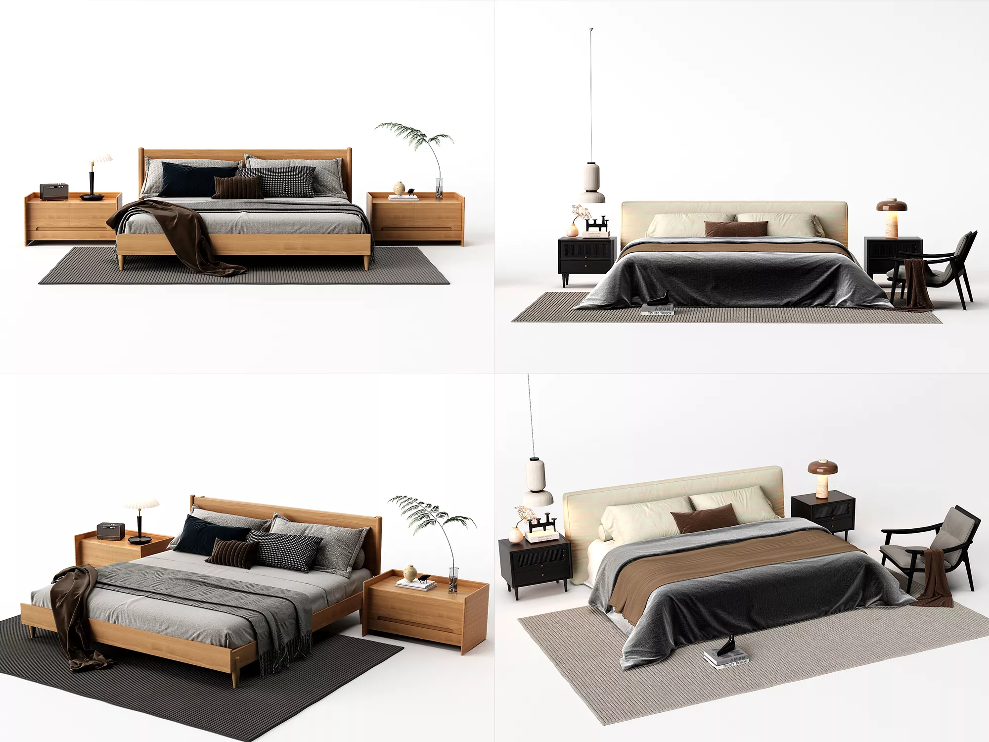 Modern Wooden Bedroom Furniture Sets 3D model
