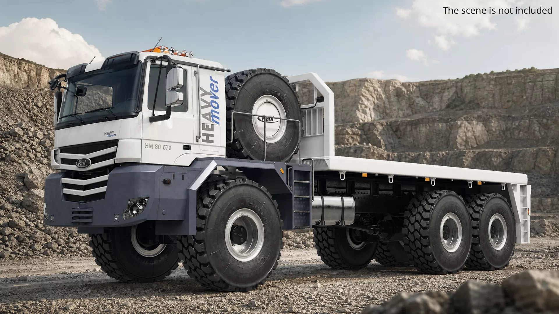 Paul Heavy Mover Platform Truck White Rigged for Cinema 4D 3D model