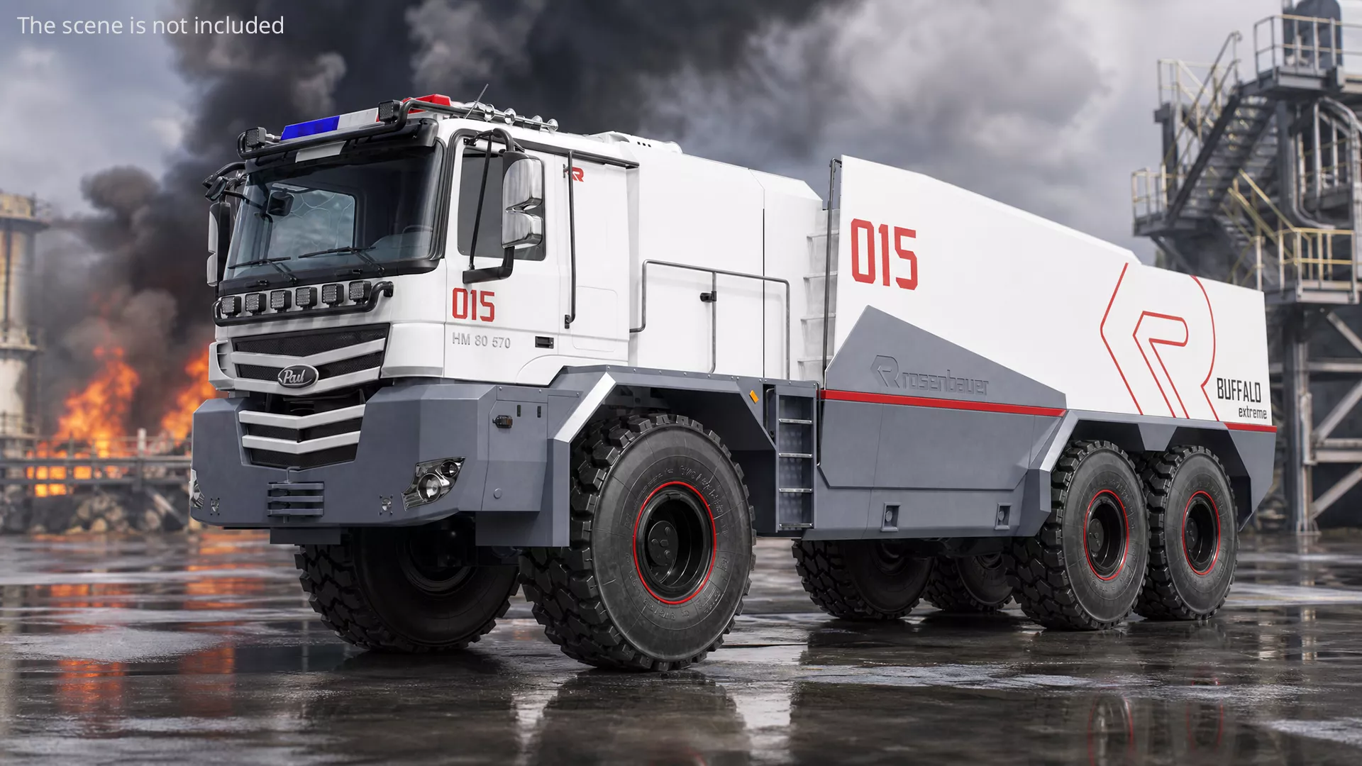 Rosenbauer Buffalo Extreme Fire Truck Rigged for Maya 3D model