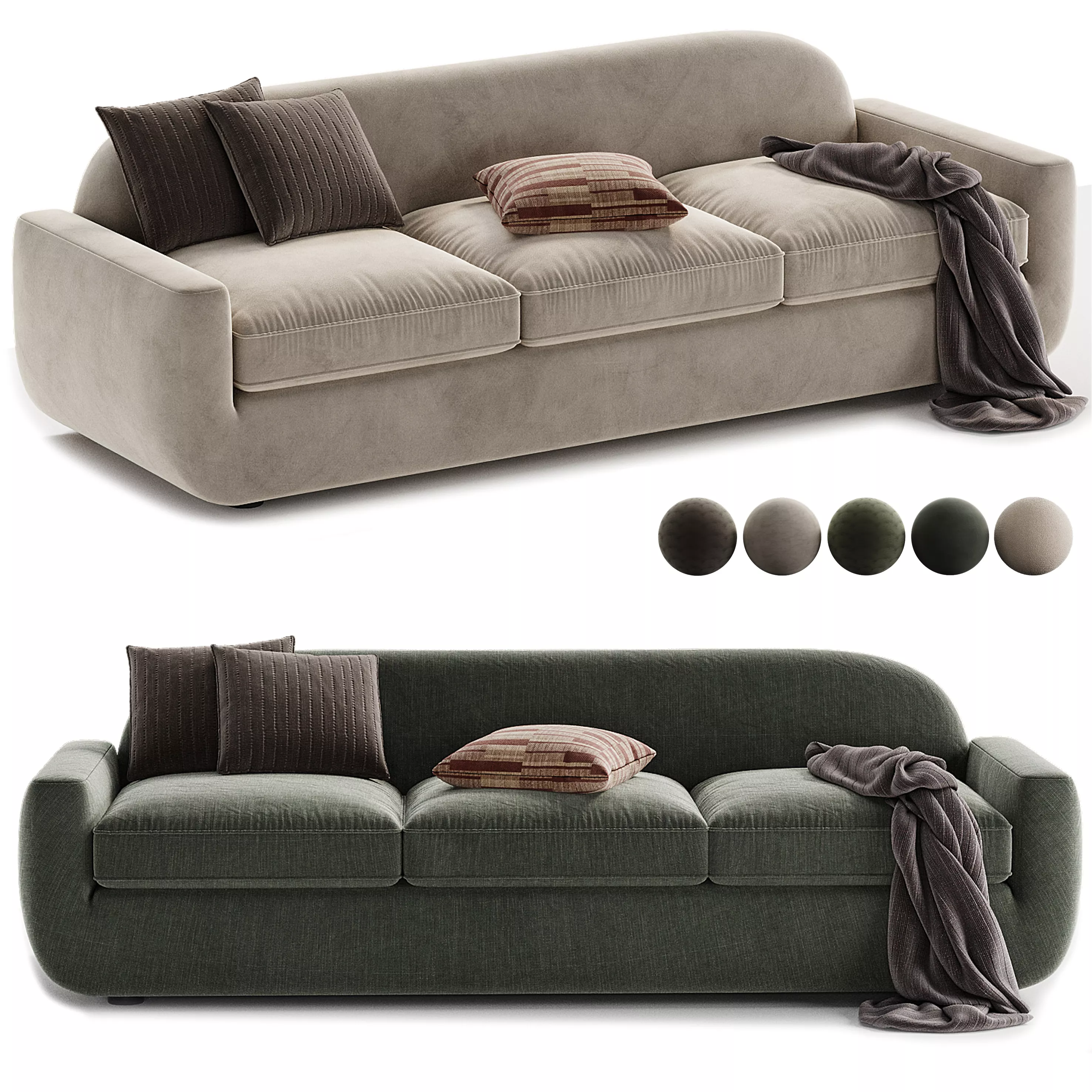 Aldine Ivory Boucle Sofa 3D model