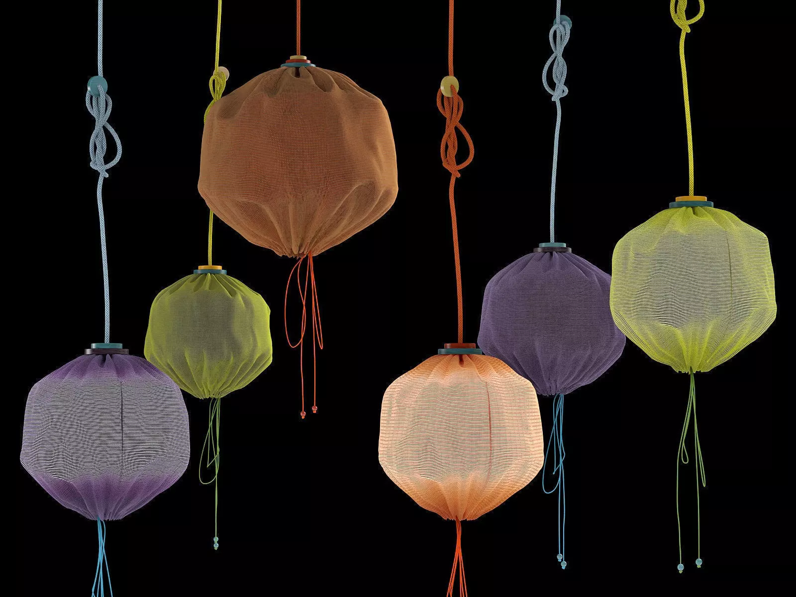 Drawstring Lamp 3D model_4