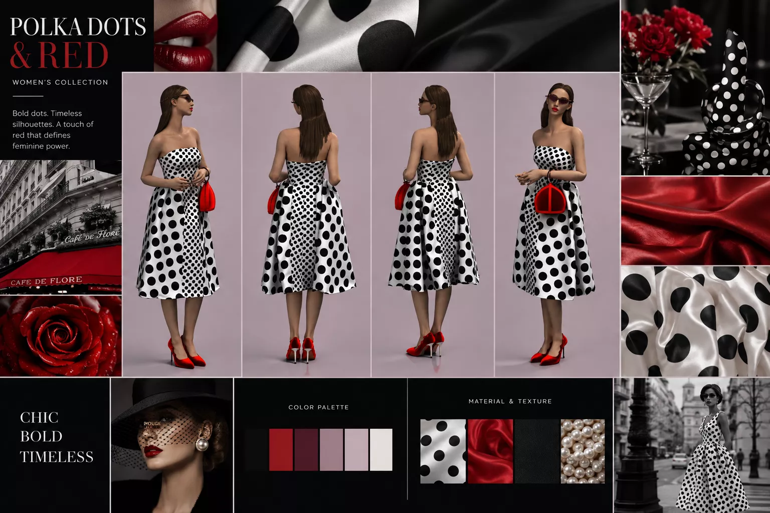 Polka Dots and Red Chic Bold Timeless 3D model