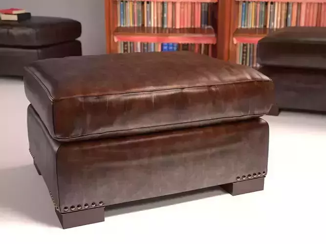 Library Leather Ottoman