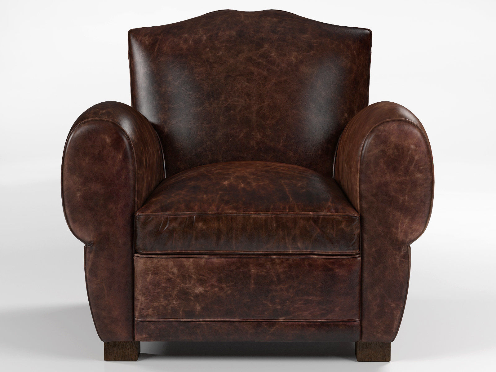 1940s French Mustache Leather Club Chair 3d Model Max Obj Fbx C4d Skp Unitypackage
