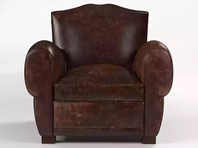 1940s French Mustache Leather Club Chair 3D model