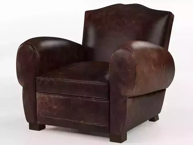1940s French Mustache Leather Club Chair