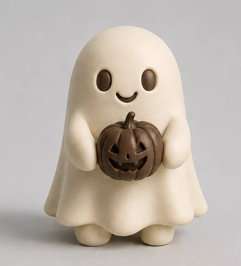 cute ghost with pumpkin 3D print model