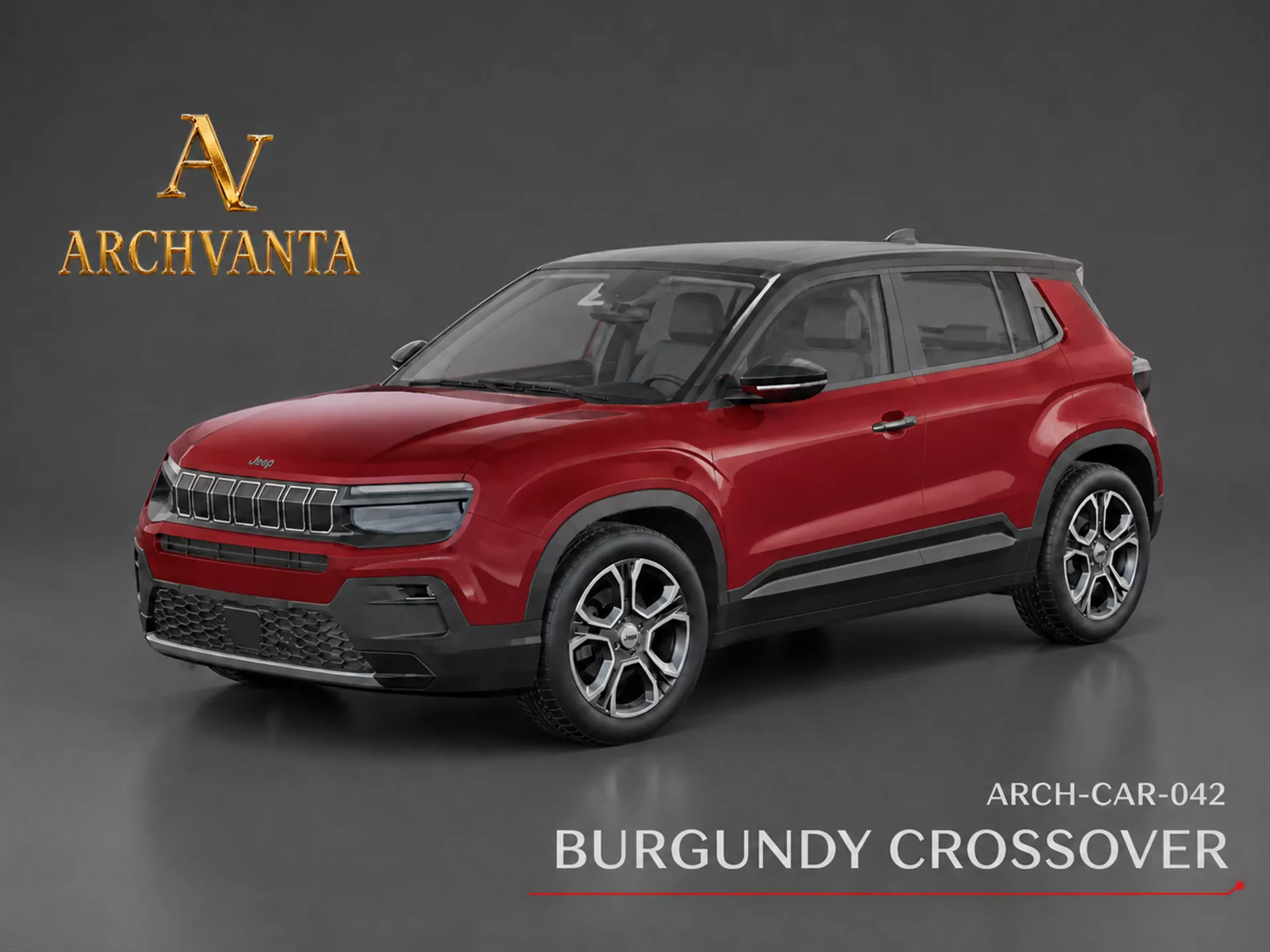 Burgundy Crossover SUV - High Detail 3D Model 3D model