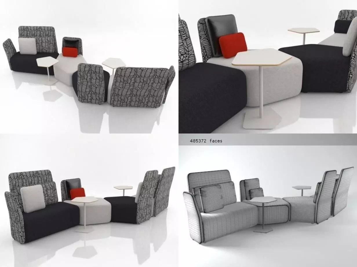 Pebble Set 3 office furniture design - renderings 3D model_0