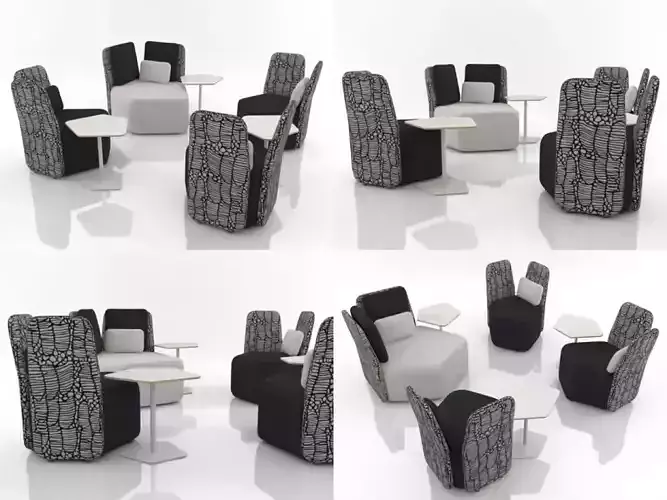 Pebble Set 1 office furniture 3D model