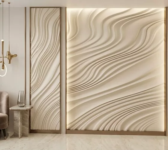 Modern Parametric Dune Wave Wall Panel Relief STL MAX FBX