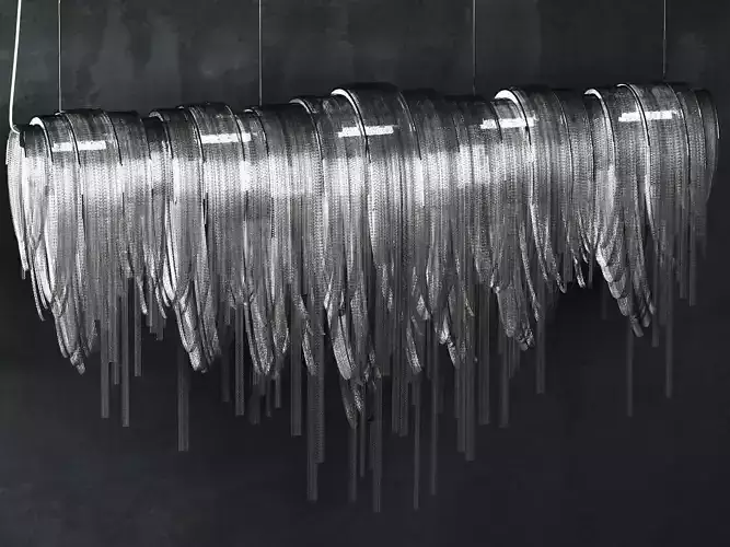 Volver chandelier made of metal rods hanging from wall 3D model