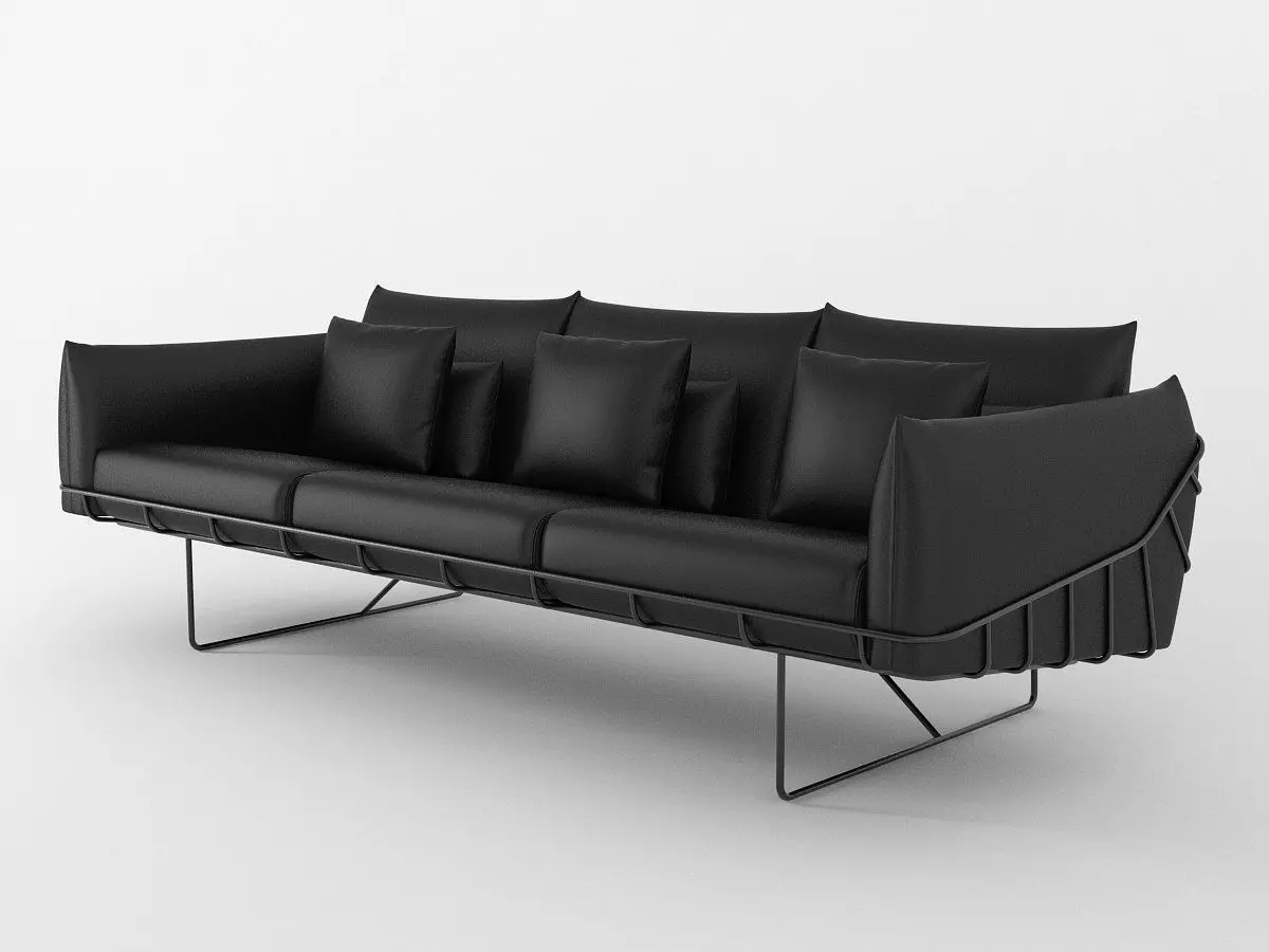 Wireframe sofa 3 seat 3D model_2