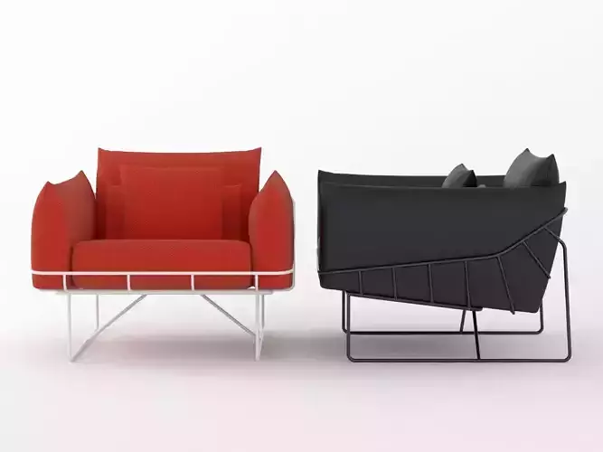 Wireframe armchair 3D model