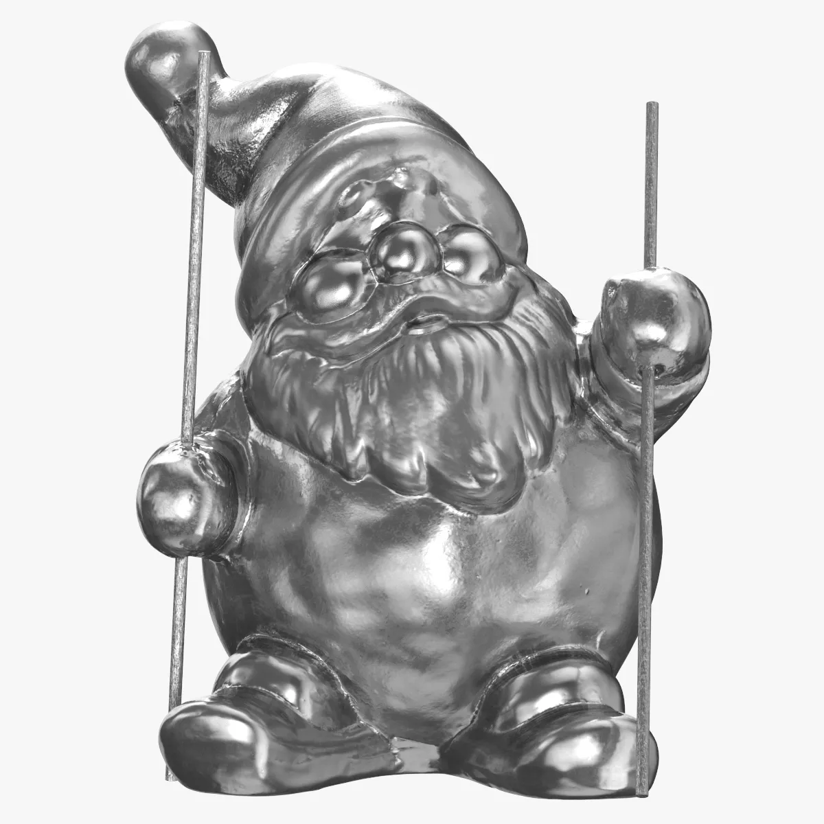 Santa Claus Statue Decoration 01 Silver 3D model