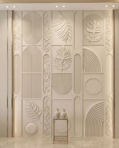 Modern Boho Arch Palm Leaf Wall Panel Relief STL MAX FBX