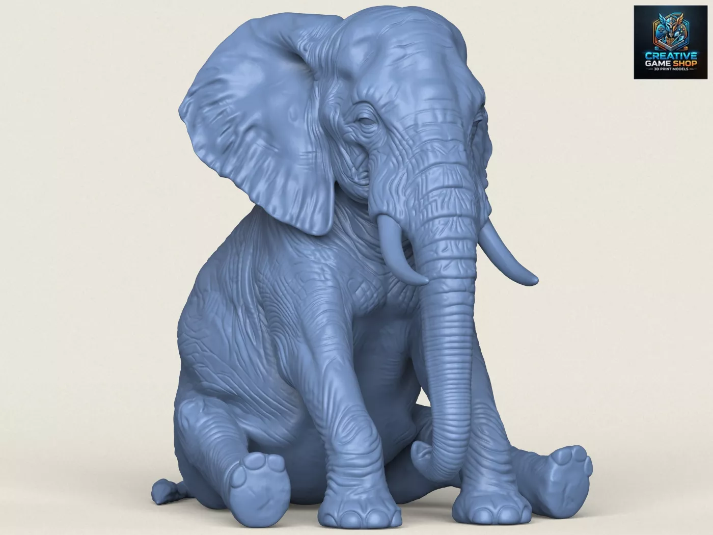 Elephant Sitting Sculpture 3D print model