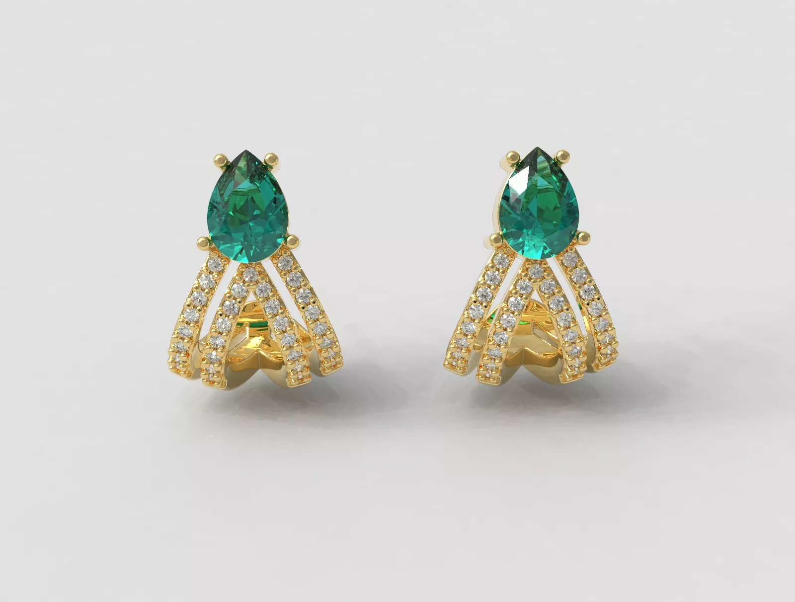 Pear Gemstone Earrings 3D print model